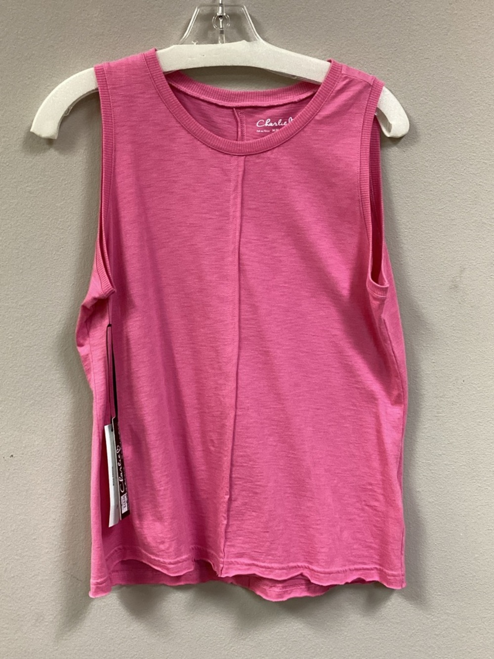Charles River Apparel Hot Pink Ribbed Crewneck Tank